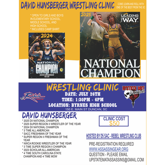 Wrestling Clinic with 2X DII National Champ David Hunsberger